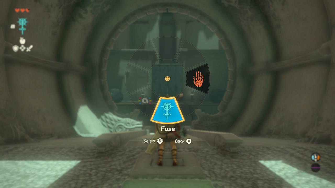 A screenshot of the Fuse ability in Tears of the Kingdom
