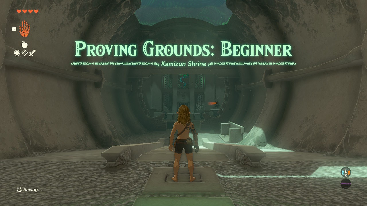 A screenshot of the opening to the Kamizun Shrine in Tears of the Kingdom