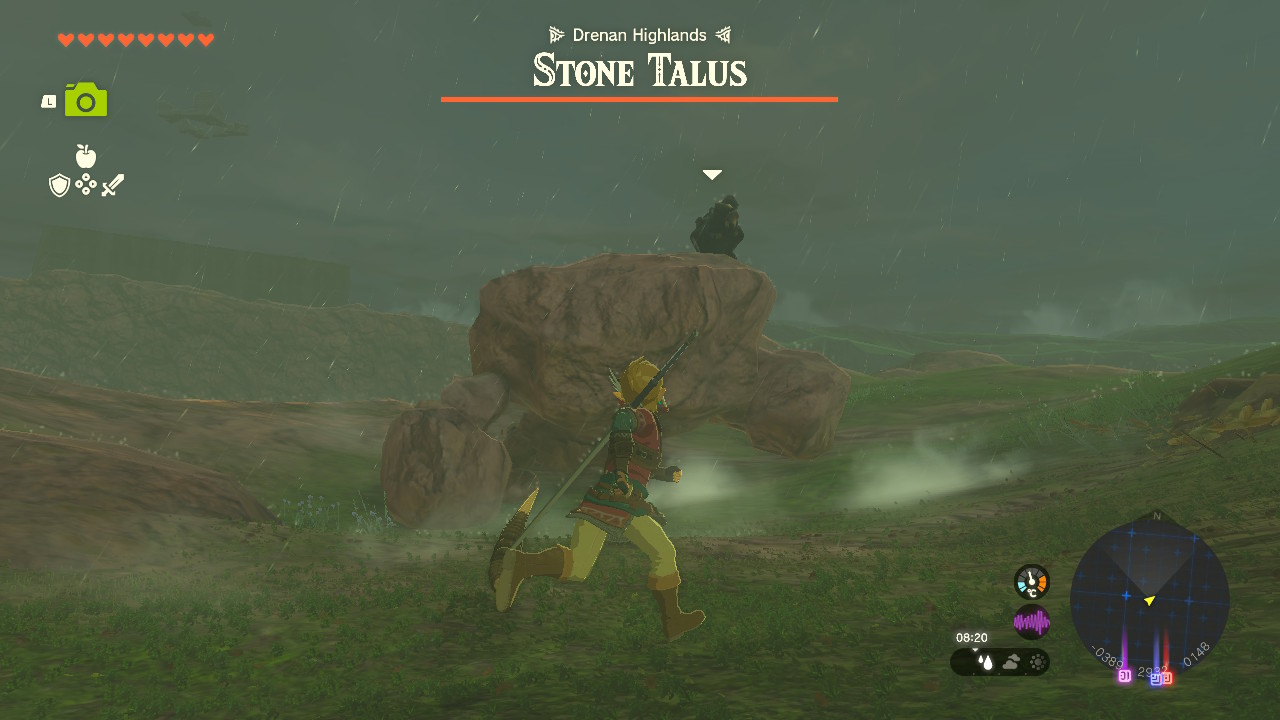 A screenshot showing a Stone Talus in Tears of the Kingdom