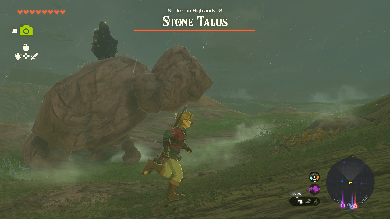 A screenshot showing a Stone Talus in Tears of the Kingdom