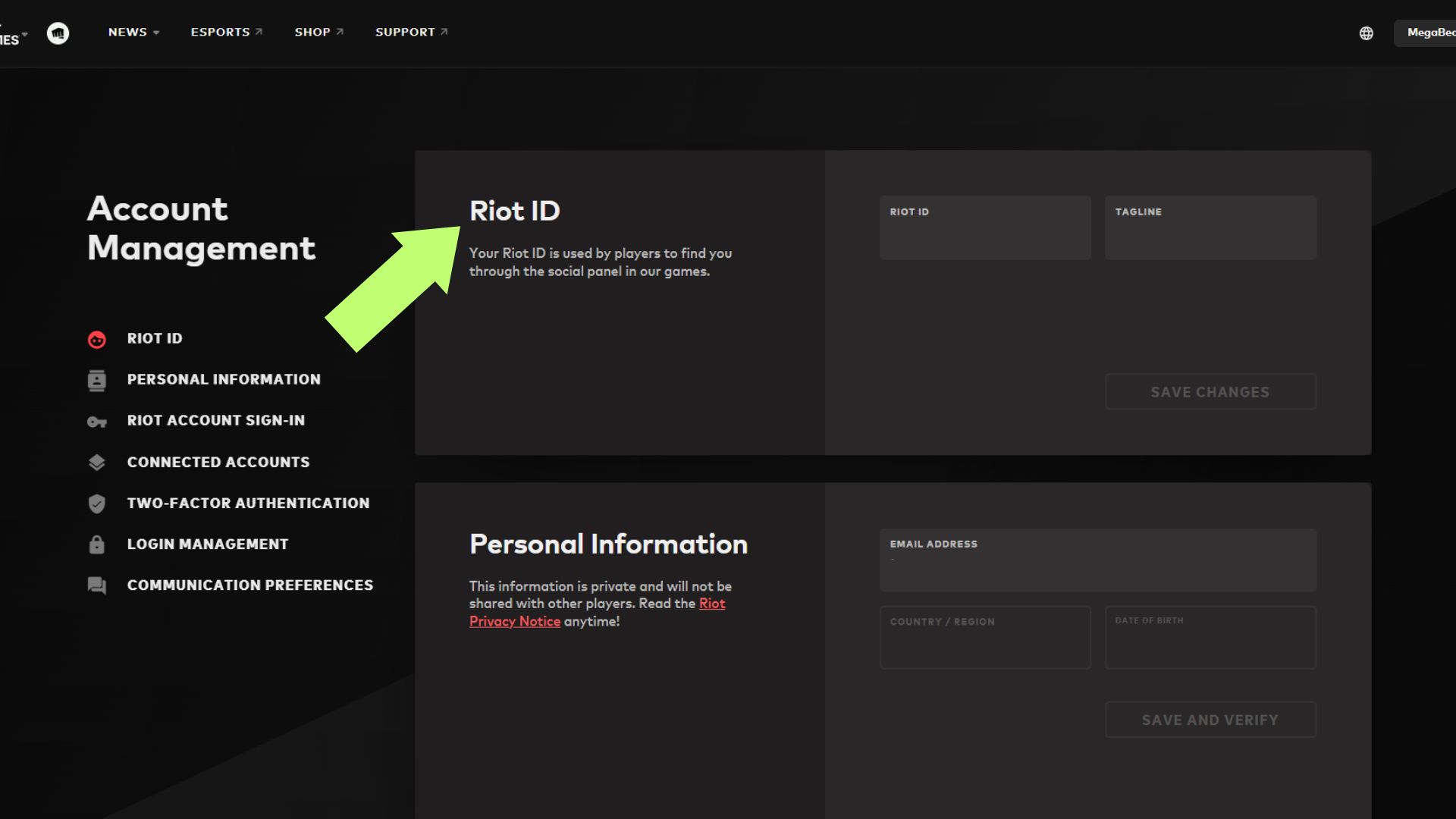 Change your Riot ID through Riot Games Account Management.