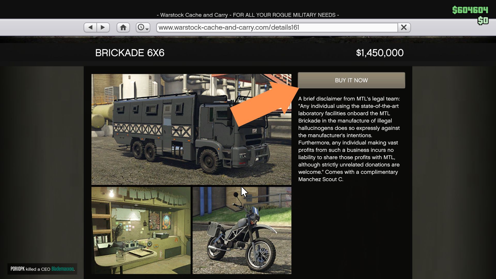Find the Bickade 6x6 and purchase it to get an acid lab in GTA 5 
