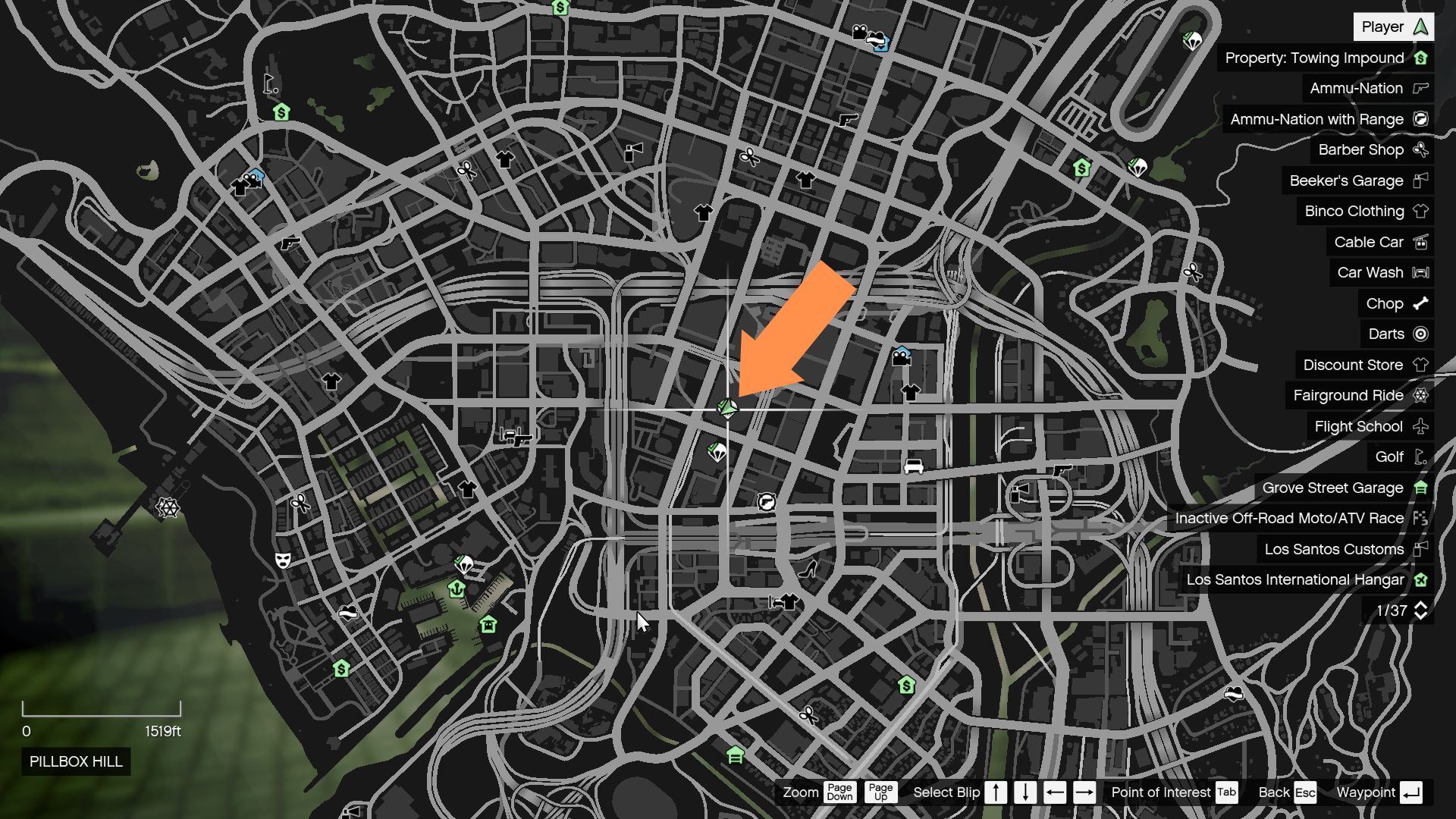 A screenshot of the map in GTA 5