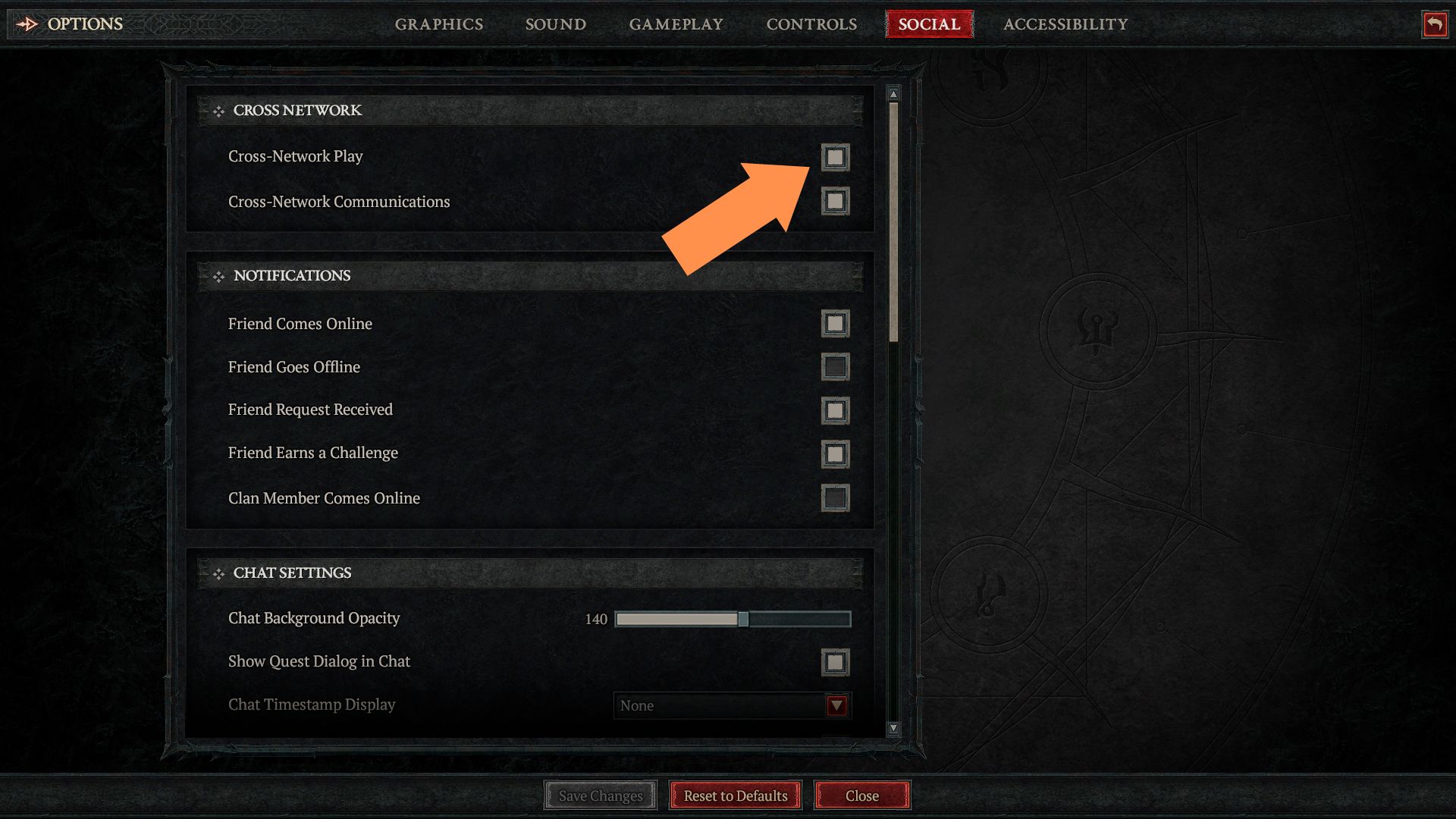 A screenshot of the settings menu in DIablo IV