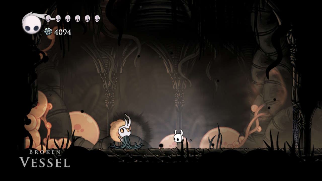 A screenshot of Broken Vessel in Hollow Knight