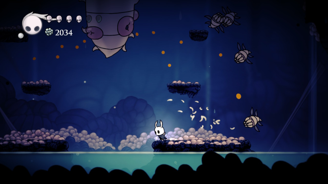 A screenshot showing the Flukemarm in Hollow Knight