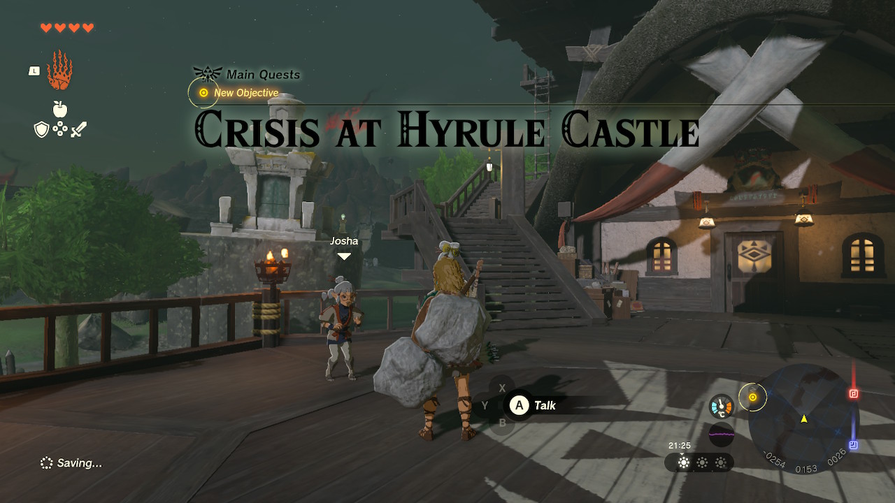 A screenshot at Hyrule Castle where you can start finding the Glider in Tears of the Kingdom
