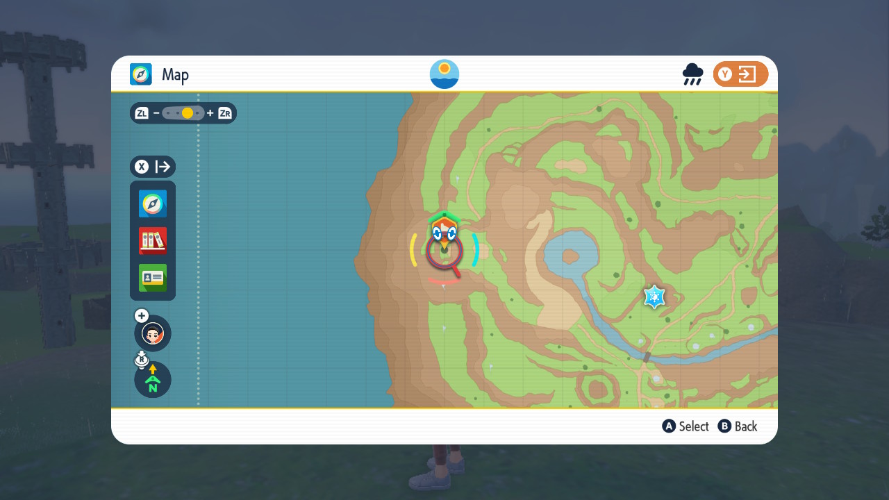 A screenshot of the map in Pokemon Scarlet and Violet