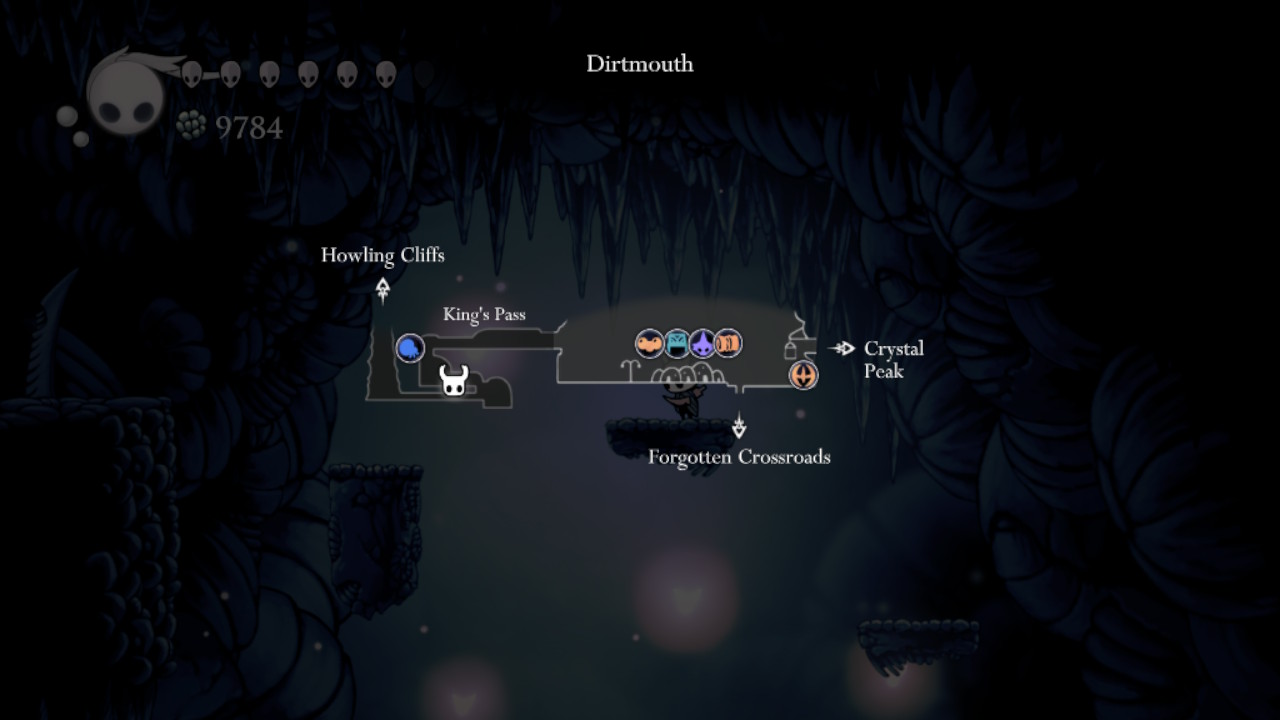 A screenshot of the location of one of the Grimmkin Masters in Hollow Knight