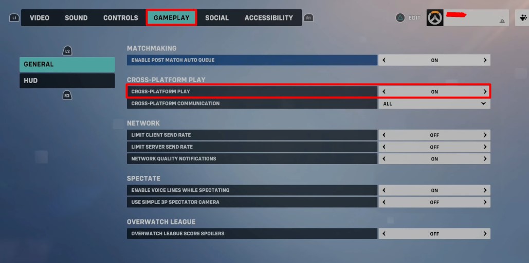 A screenshot of the gameplay settings screen in Overwatch 2