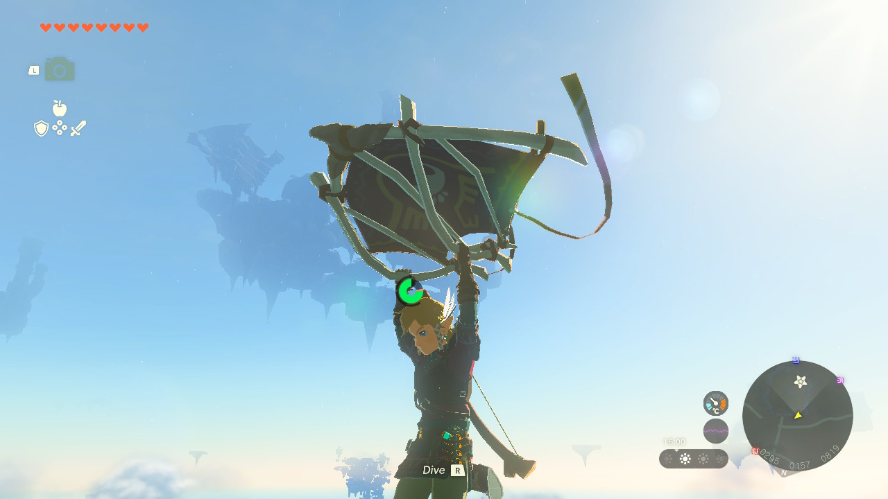 A screenshot of the Glider in Tears of the Kingdom