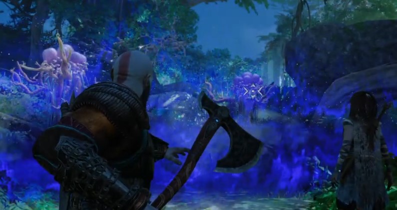 A screenshot showing a spitting plant in Vanaheim