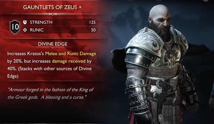 A screenshot of the Gauntlets screen in God of War: Ragnarok
