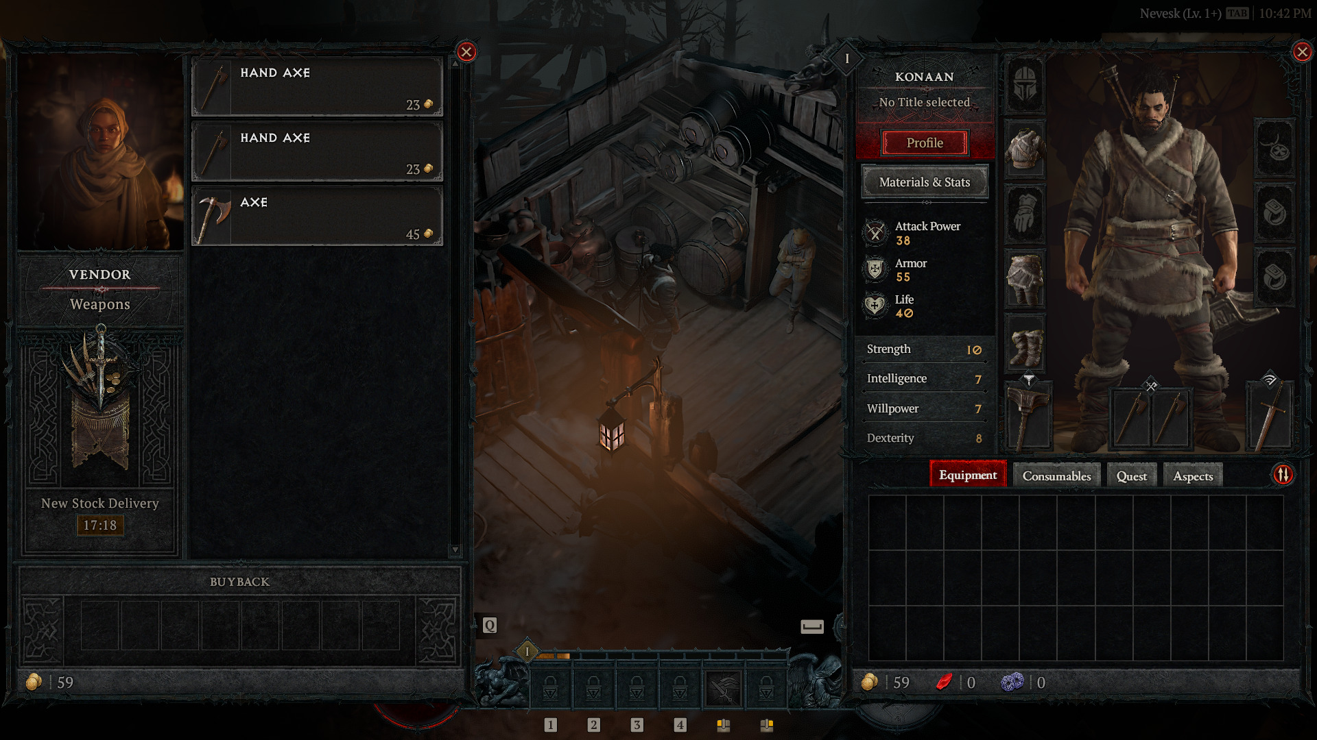 A screenshot of the player's inventory in Diablo IV