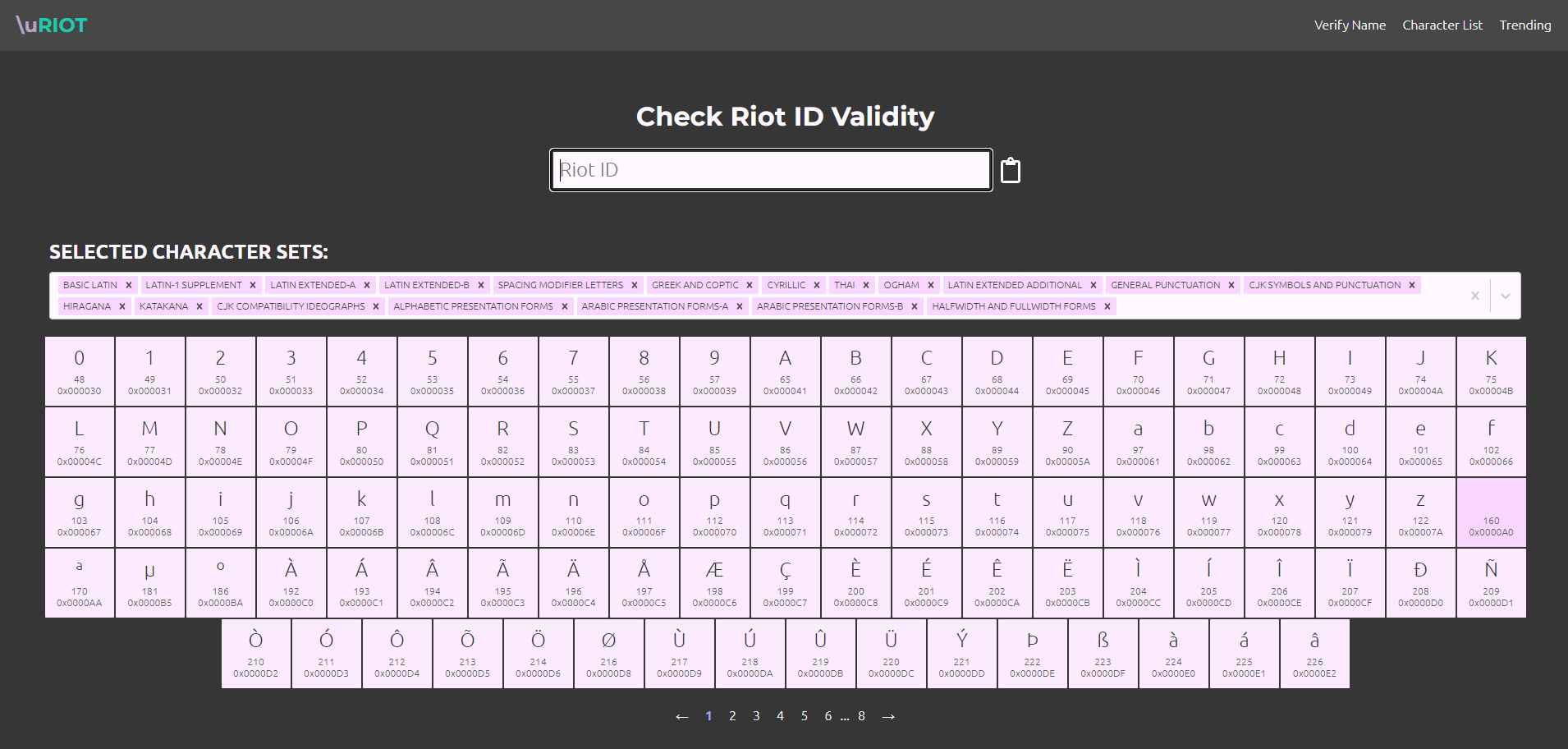 A screenshot of the Riot ID validity screen