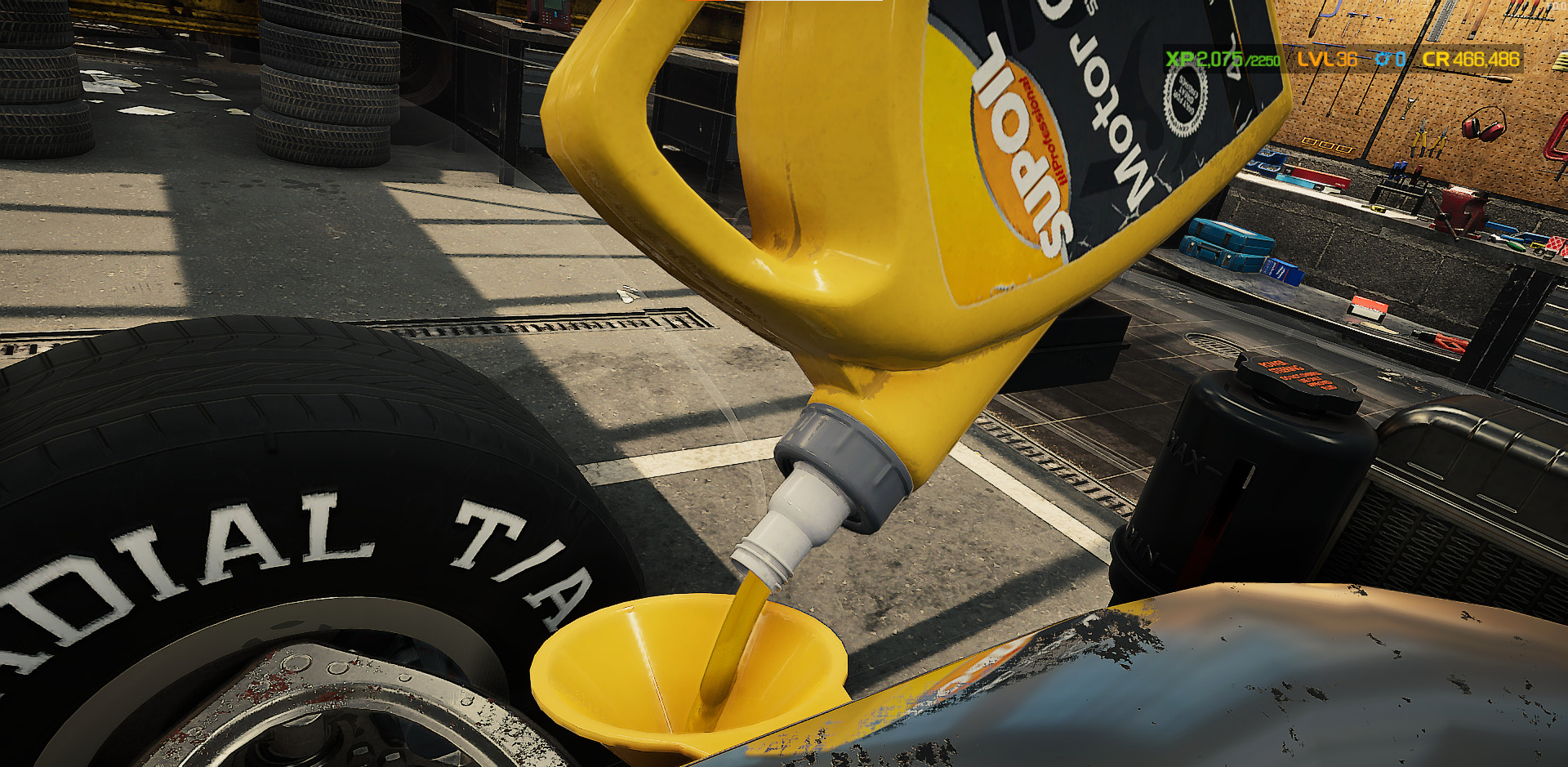 Change the old oil with new oil in Car Mechanic Simulator. 