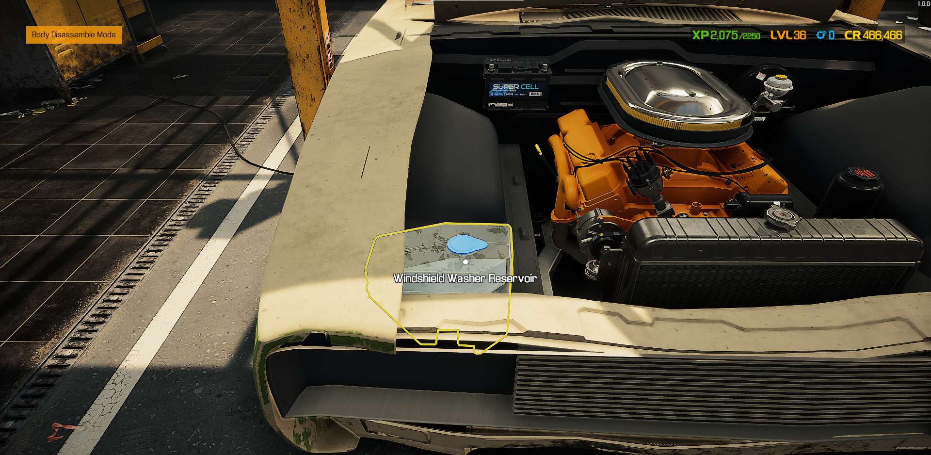 A screenshot showing the Windshield Washer Reservoir in Car Mechanic Simulator