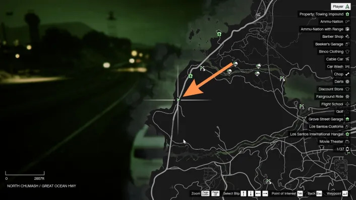 A screenshot showing the map in GTA 5