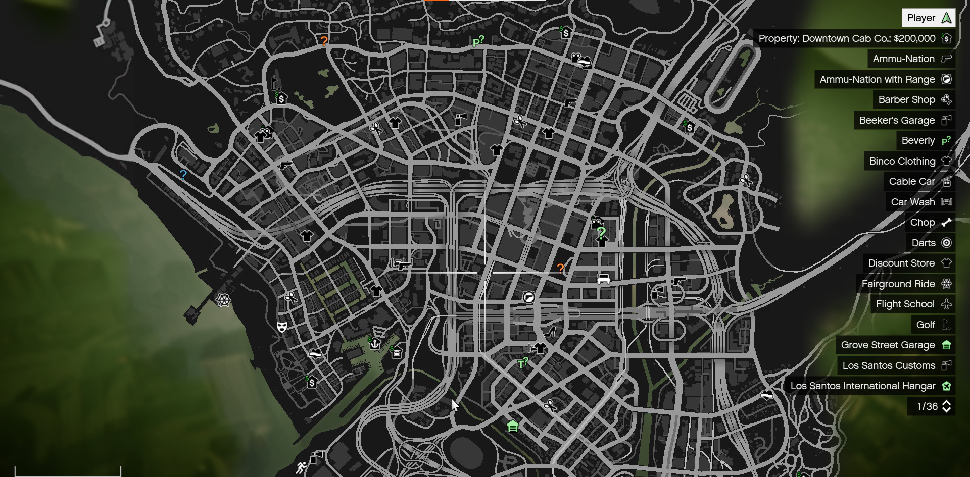 A screenshot showing the GTA 5 Map