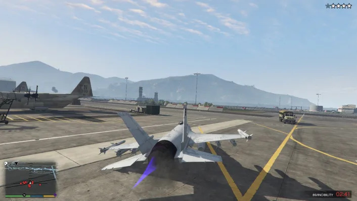 Get a fighter jet in GTA V from Fort Zancudo. 