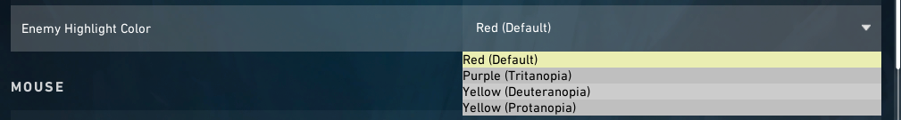 Pick the other options to make enemies yellow or purple in Valorant. 