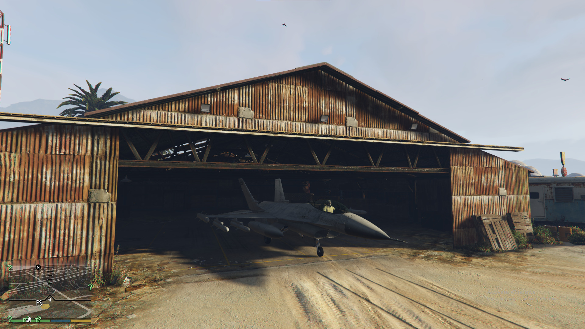Save planes and jets in GTA V by parking them in your hangar. 