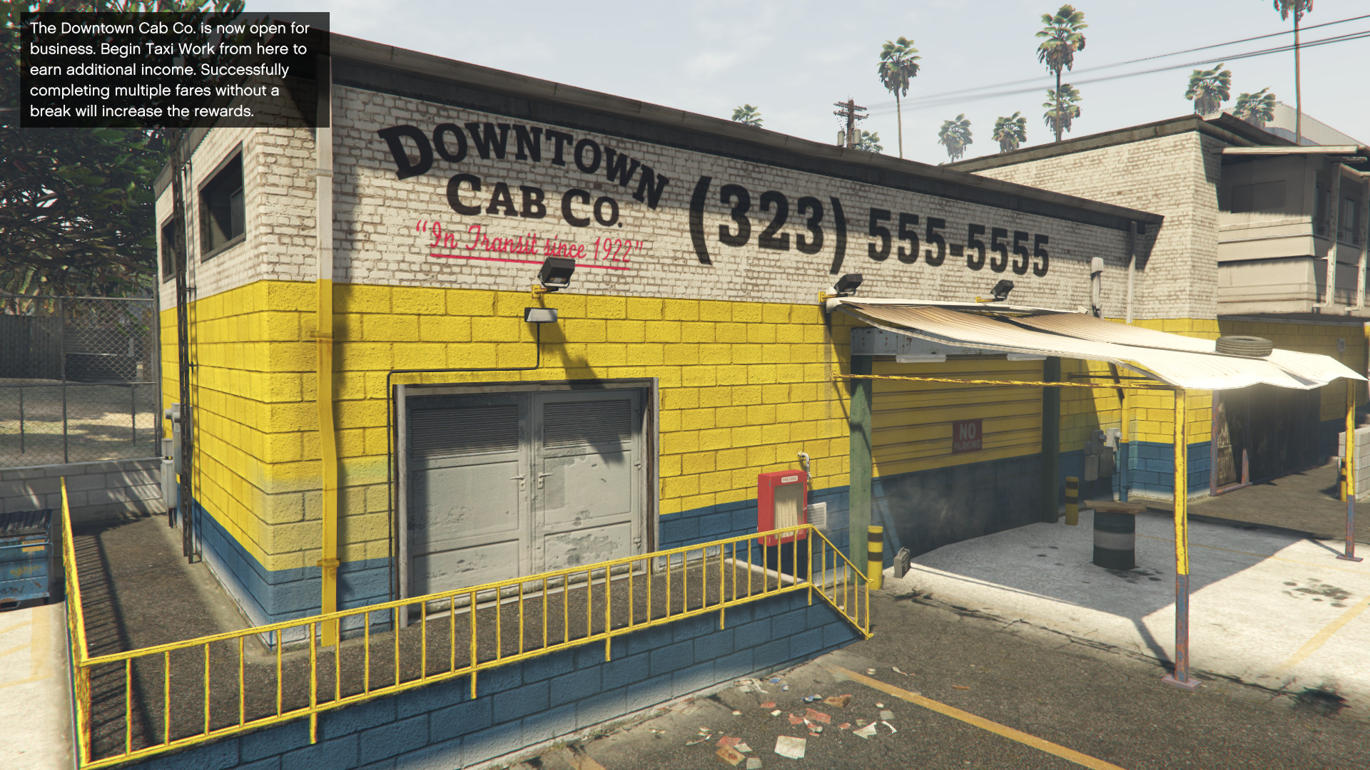 A screenshot of the Downtown Cab Co. in GTA 5 Online