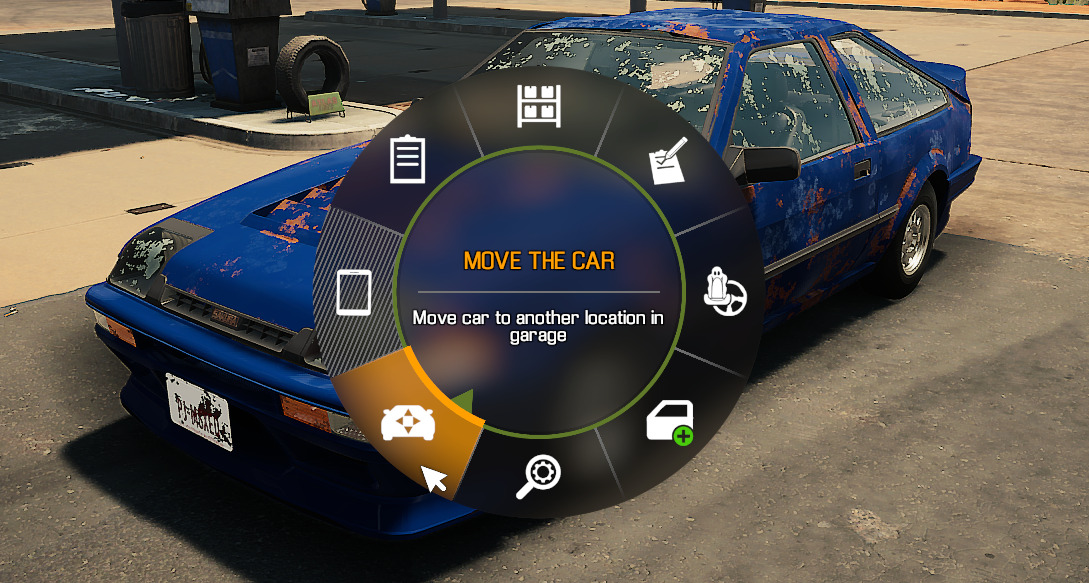 Choose the Move The Car option to move the car on the lift. 