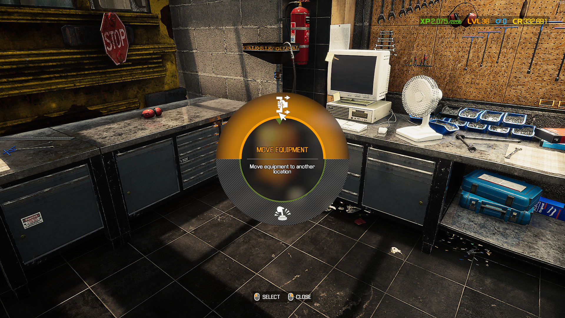 A screenshot of the Move Equipment command in Car Mechanic Simulator