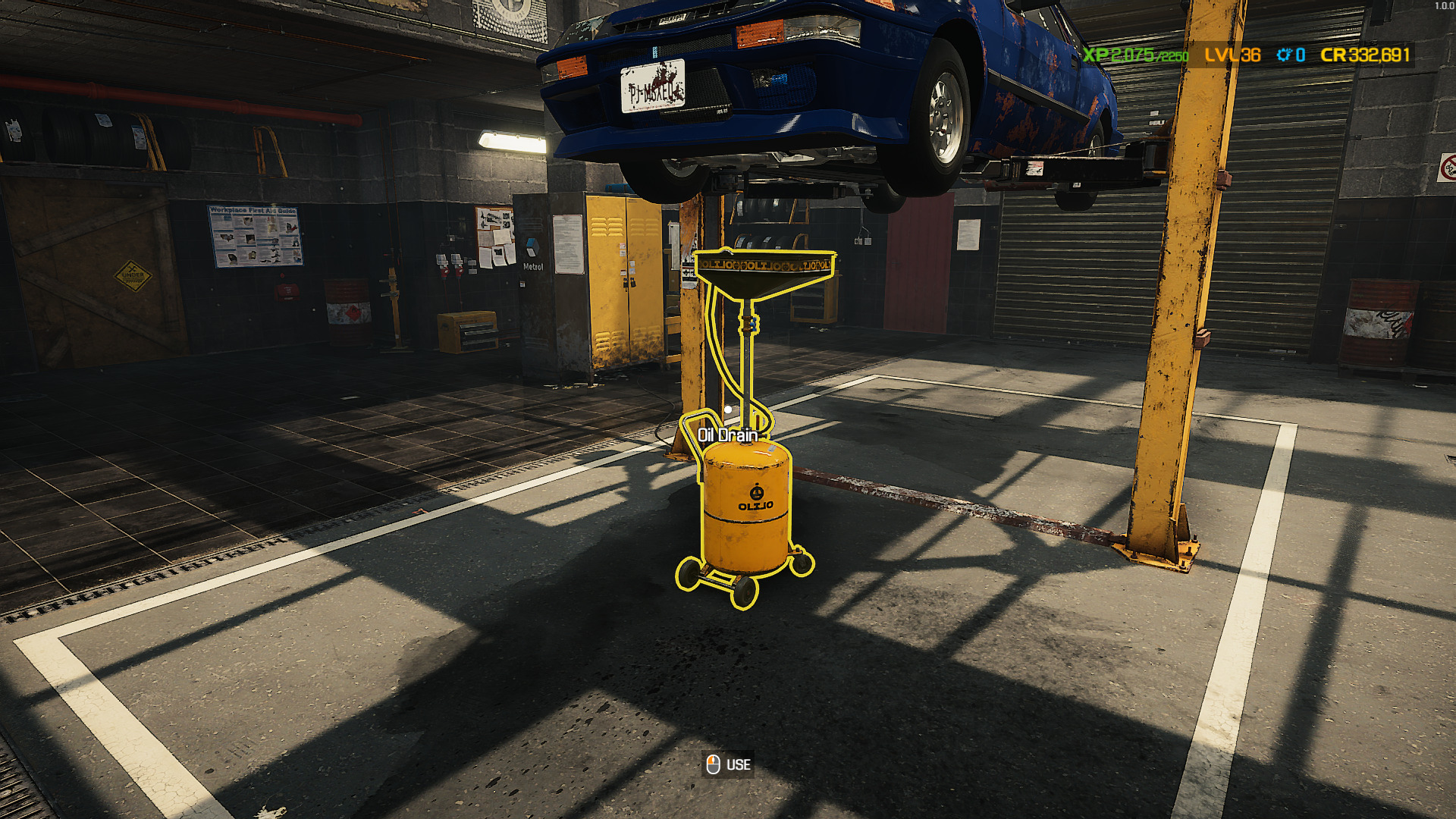 A screenshot showing the Oil Drain tool in Car Mechanic Simulator