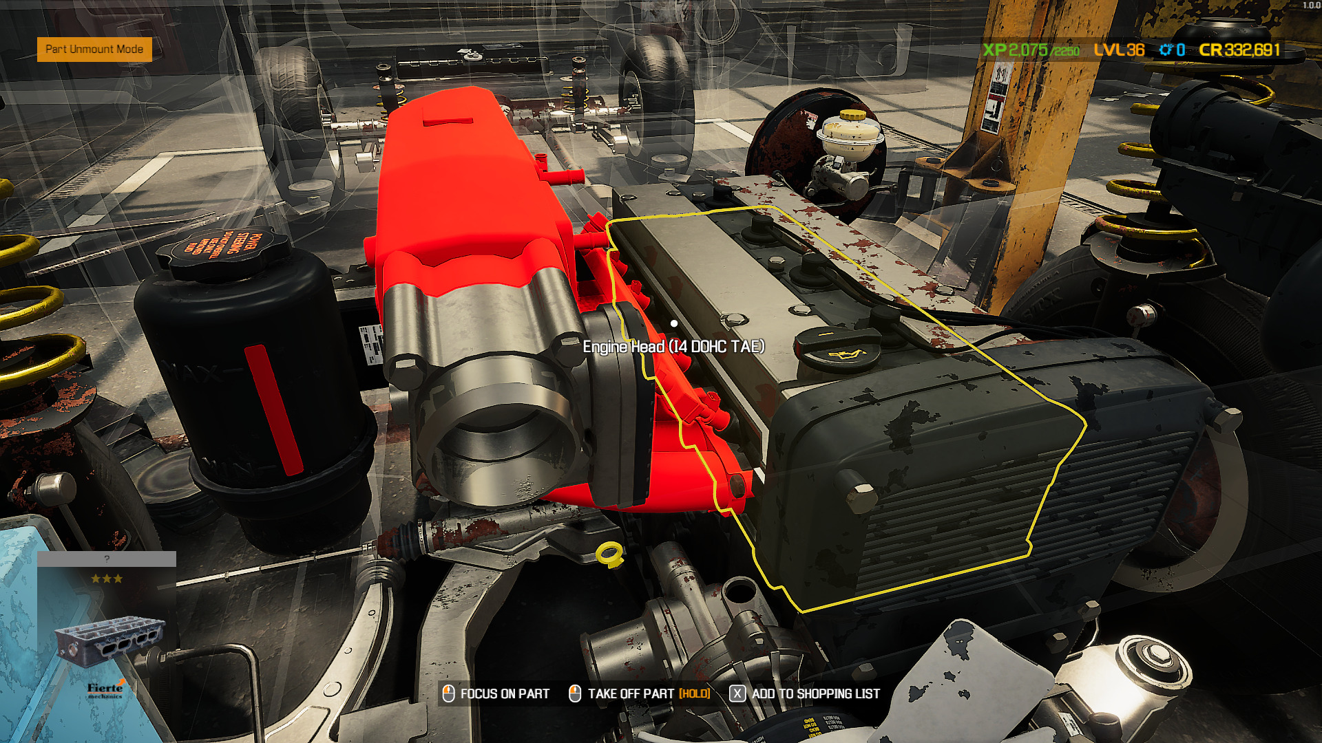 A screenshot of the engine head part in Car Mechanic Simulator