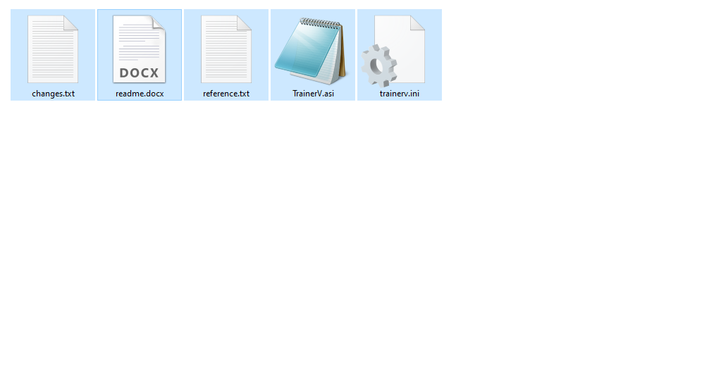 A screenshot of all the files part of the Simple Trainer Mod