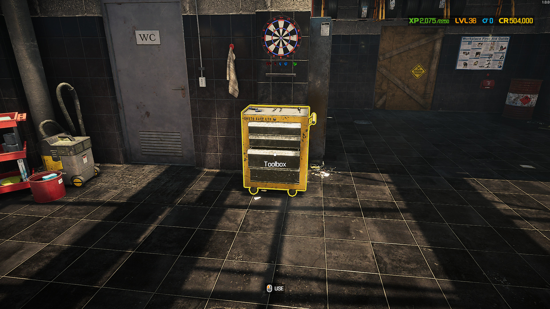 Access the Toolbox and purchase the necessary upgrade to start repairing parts in Car Mechanic Simulator. 