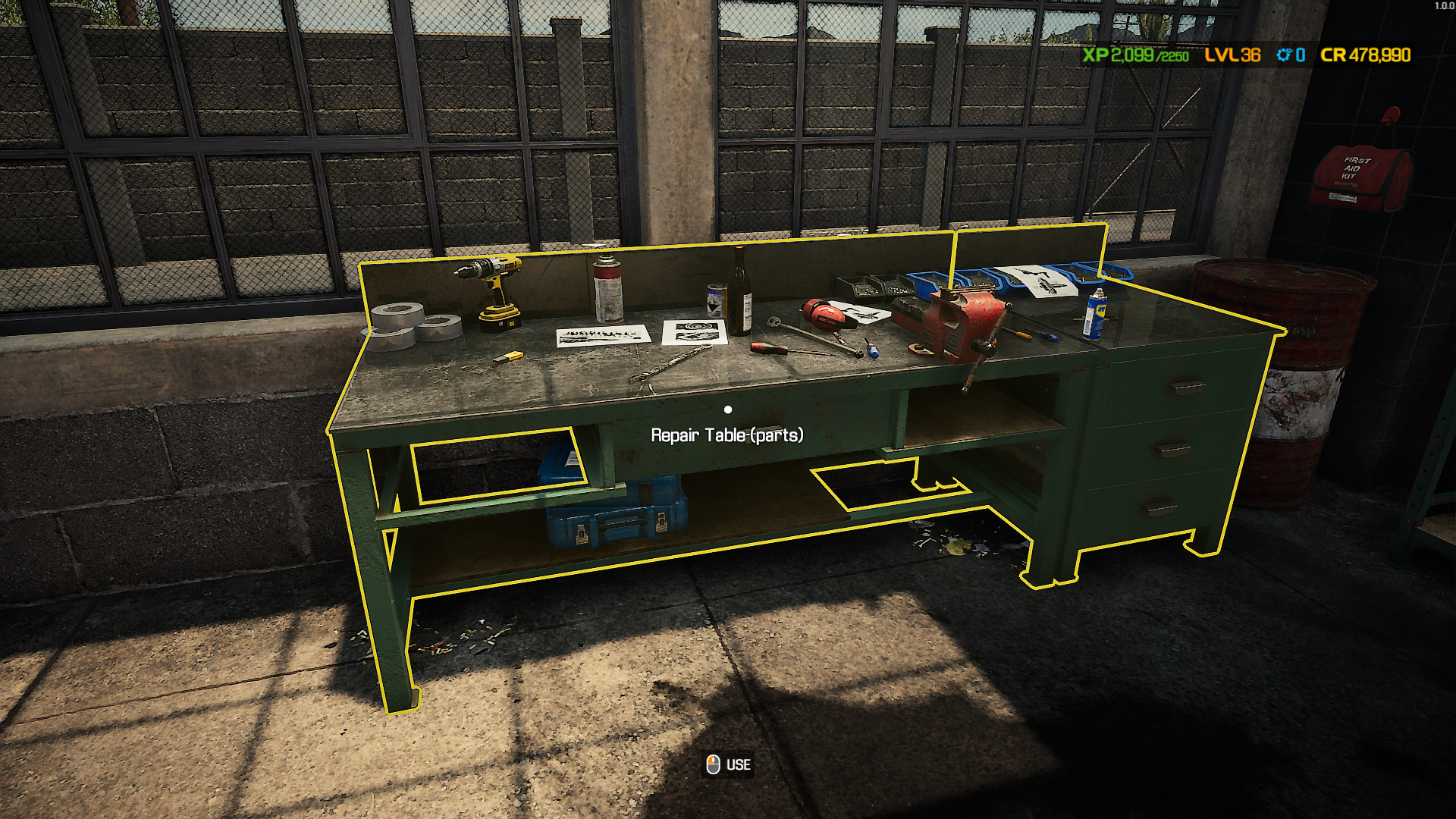 Repair car parts on the repair table in Mechanic Simulator. 