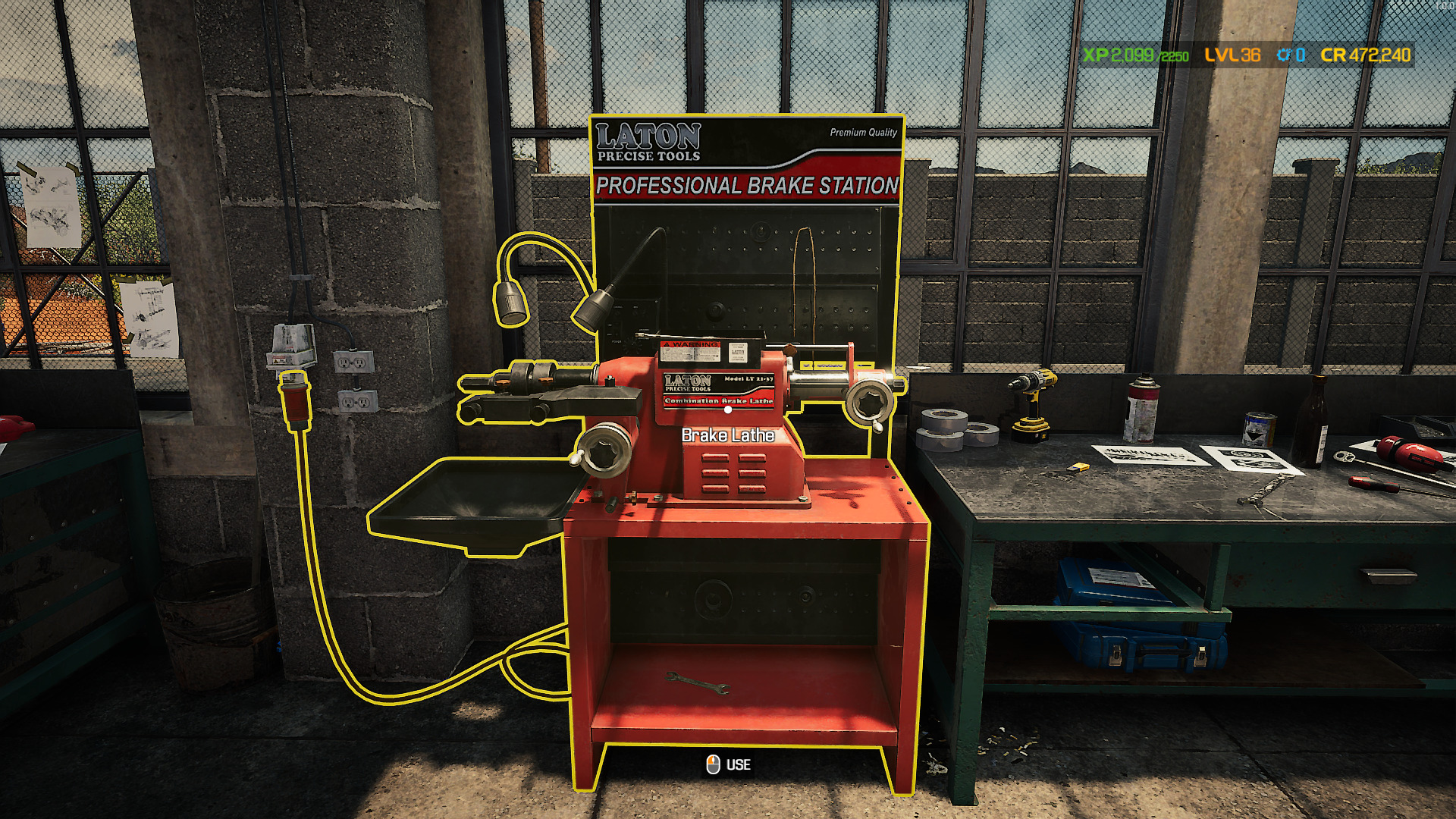 A screenshot showing the Professional Brake Station in Car Mechanic Simulator
