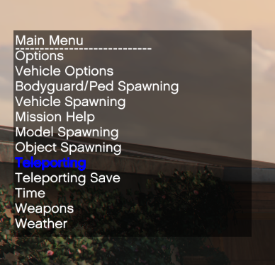 A screenshot showing the in-game menu for GTA V
