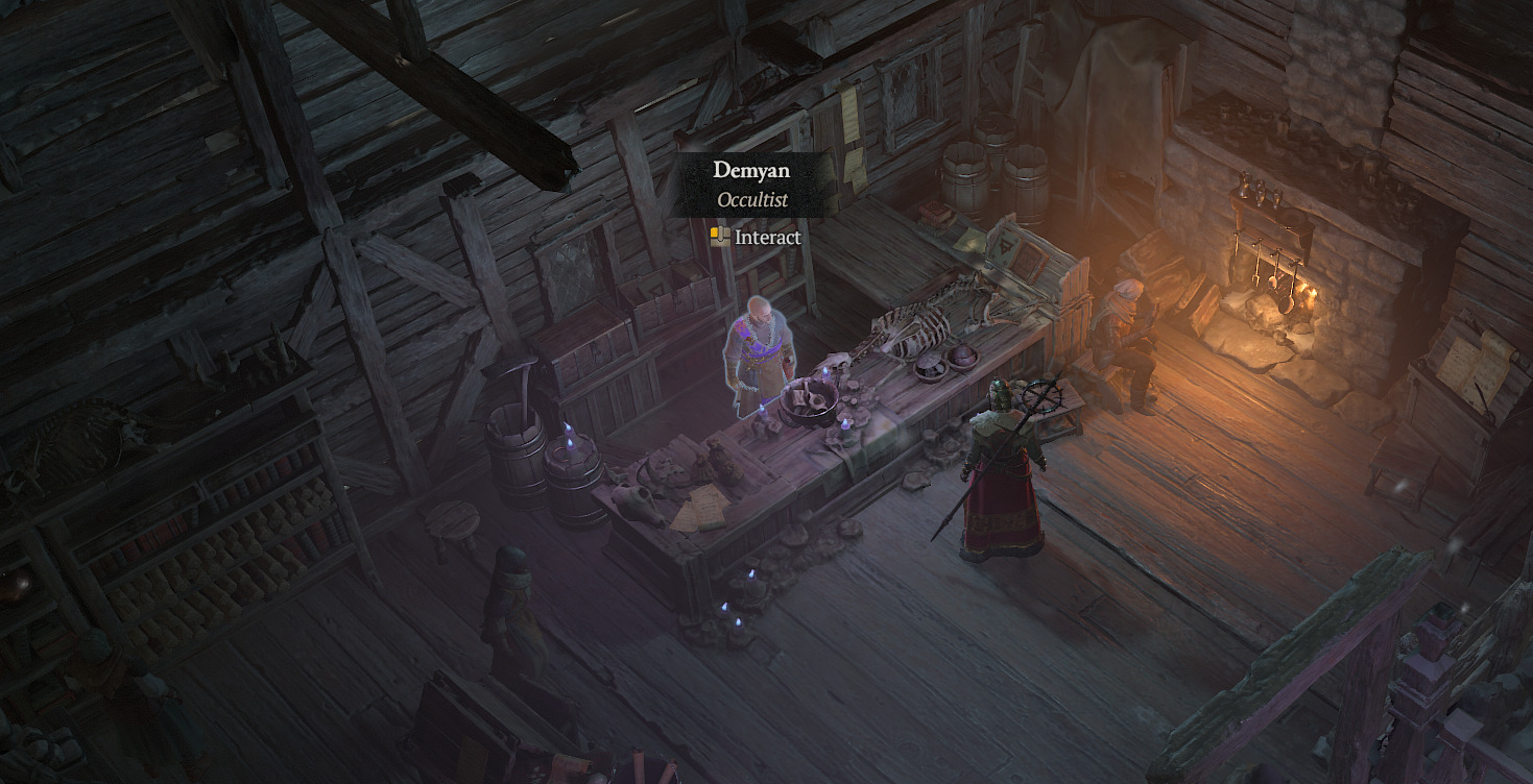 A screenshot of Demyan, the Occultist in Diablo 4