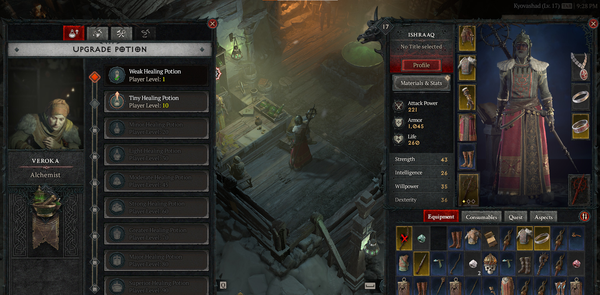 A screenshot showing the upgrade potion screen in Diablo 4
