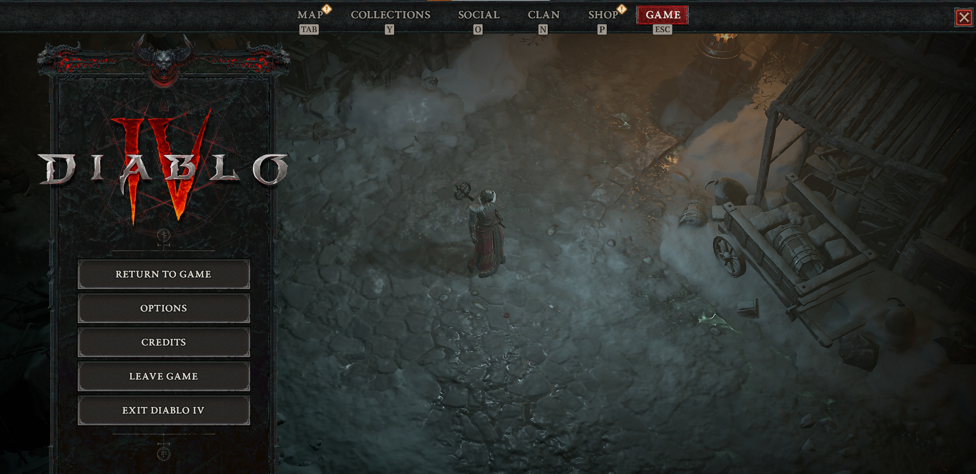 A screenshot of the main screen in Diablo 4