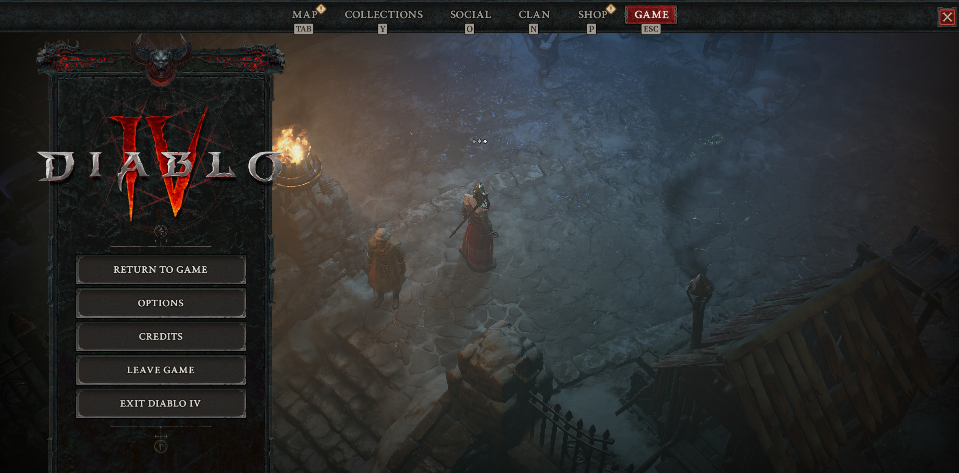 A screenshot showing the Diablo 4 main screen