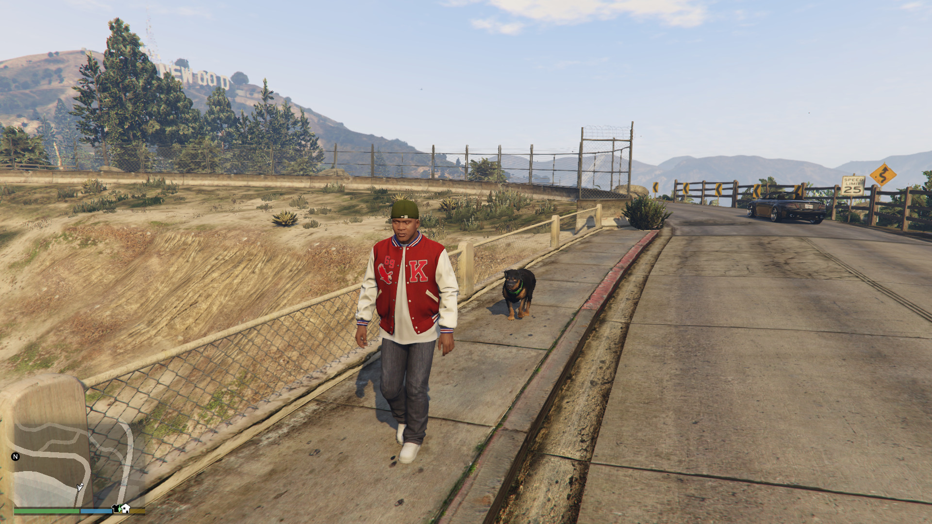 Take Chop for a walk to make him happy in GTA V