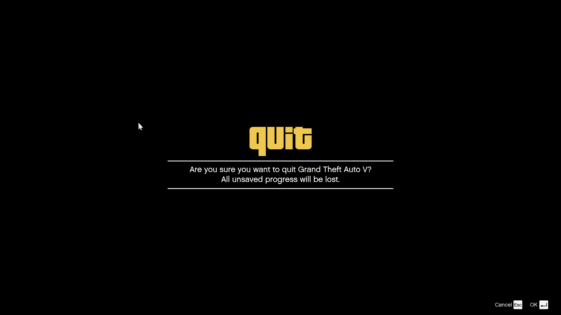 A screenshot of the quit screen in GTA 5