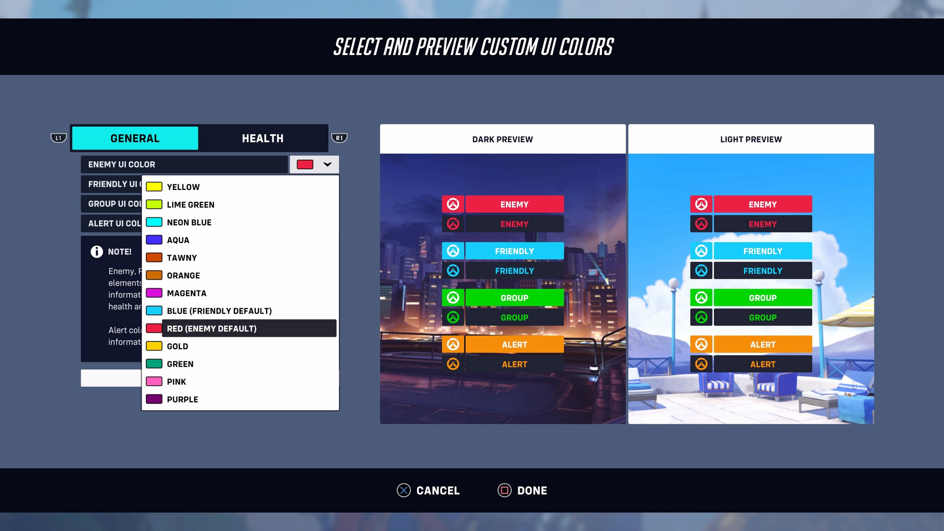 A screenshot of the settings menu in Overwatch 2