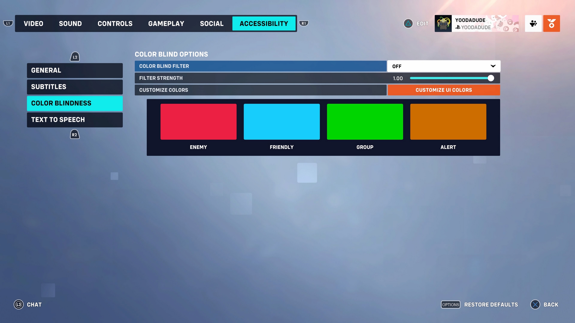 A screenshot of the settings menu in Overwatch 2