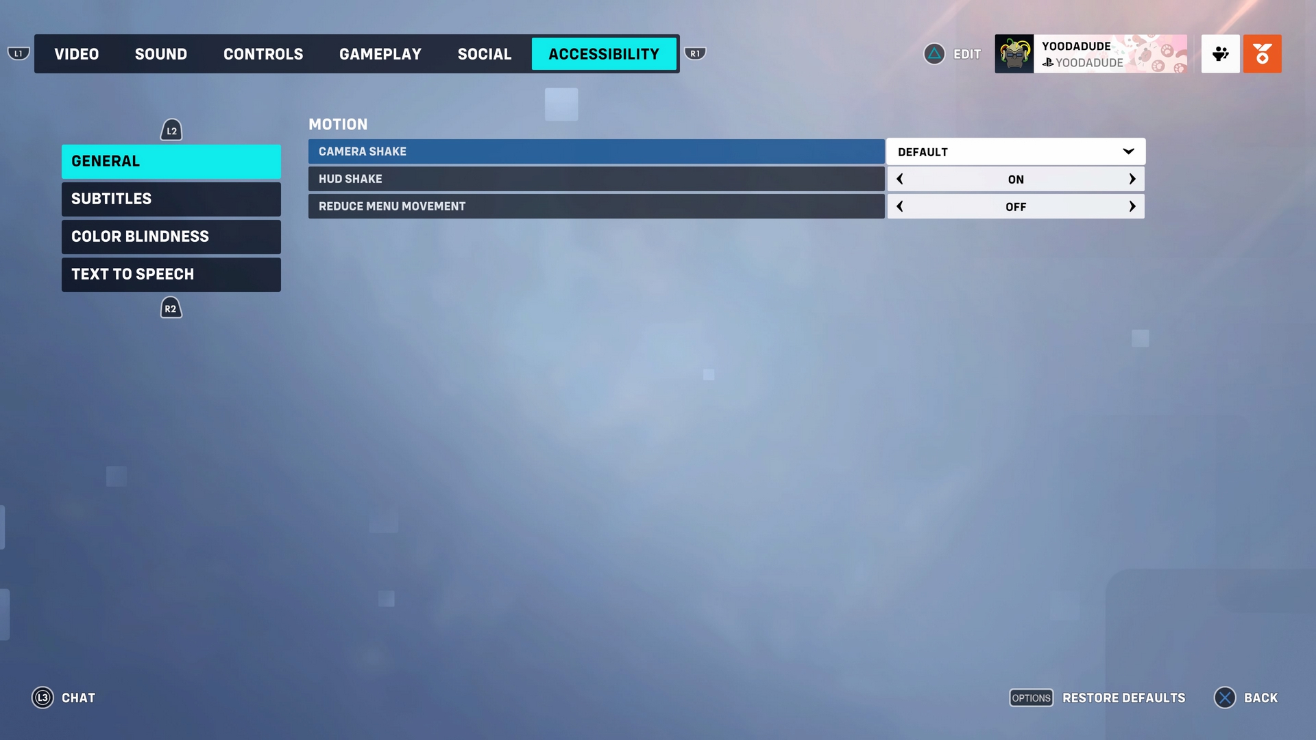 A screenshot of the settings menu in Overwatch 2