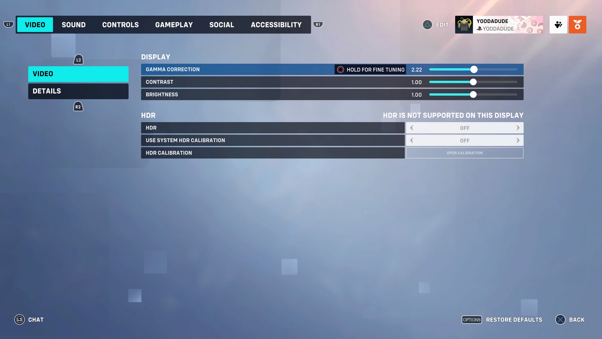 A screenshot of the settings menu in Overwatch 2