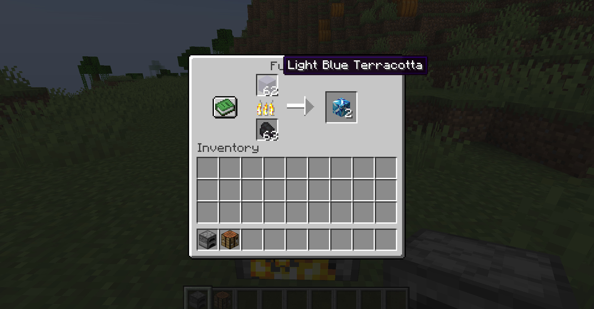 A screenshot showing Light Blue Glazed Terracotta in Minecraft