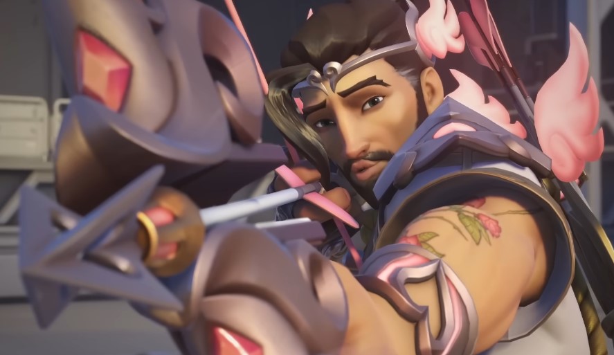 Hanzo from Overwatch 2 pointing his bow at his next target