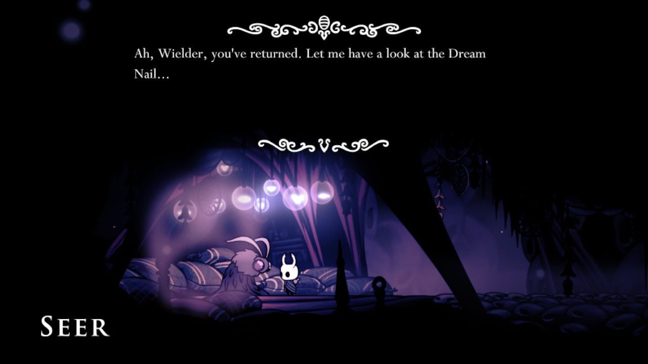 A screenshot of the location of a pale ore in Hollow Knight