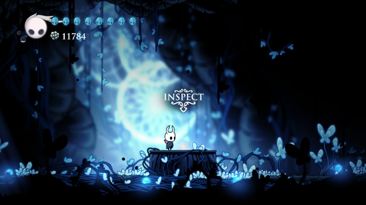 A screenshot showing where to find the Lifeblood Core Charm in Hollow Knight
